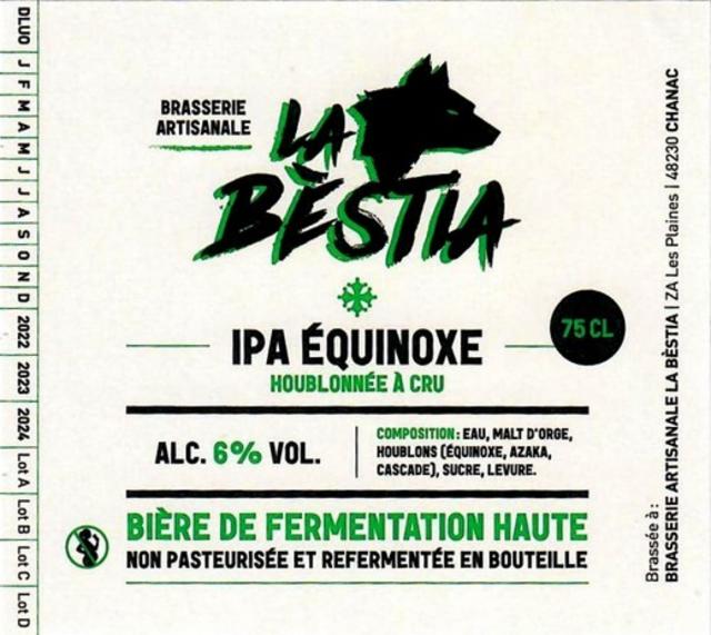 La Bèstia IPA Équinoxe, Brasserie La Bèstia