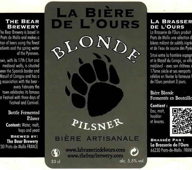 La Bière De L'Ours Blonde Pilsner, La Brasserie De L'Ours [Closed]
