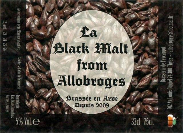 La Black Malt From Allobroges 5.0%, Brasserie De L'Escargot - Bière Des Allobroges, France