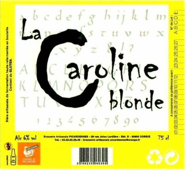 La Caroline Blonde 6.0%, Brasserie Artisanale Picardennes, France