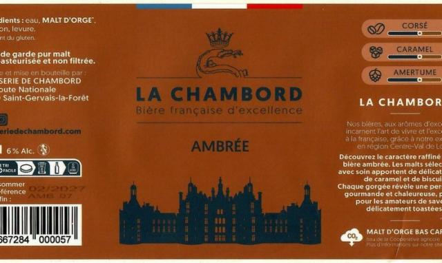 La Chambord Ambrée 6.0%, La Brasserie De Chambord, France