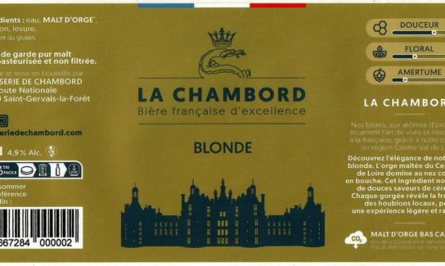 La Chambord Blonde 4.9%, La Brasserie De Chambord, France