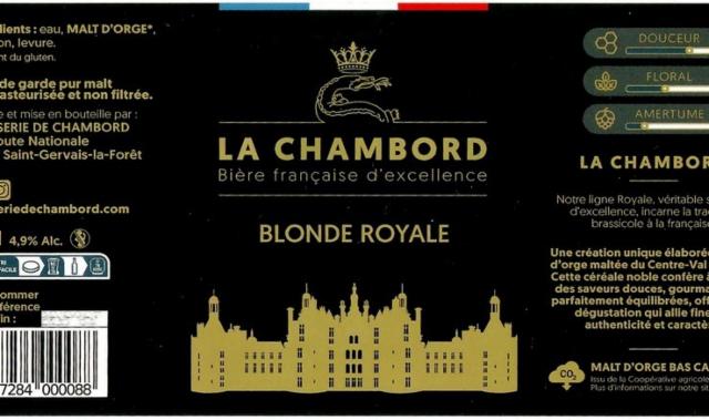 La Chambord Blonde Royale 4.9%, La Brasserie De Chambord, France