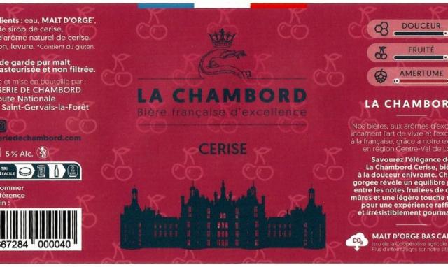 La Chambord Cerise 5.0%, La Brasserie De Chambord, France