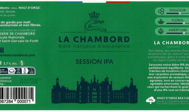 La Chambord Session IPA 3.7%, La Brasserie De Chambord, France
