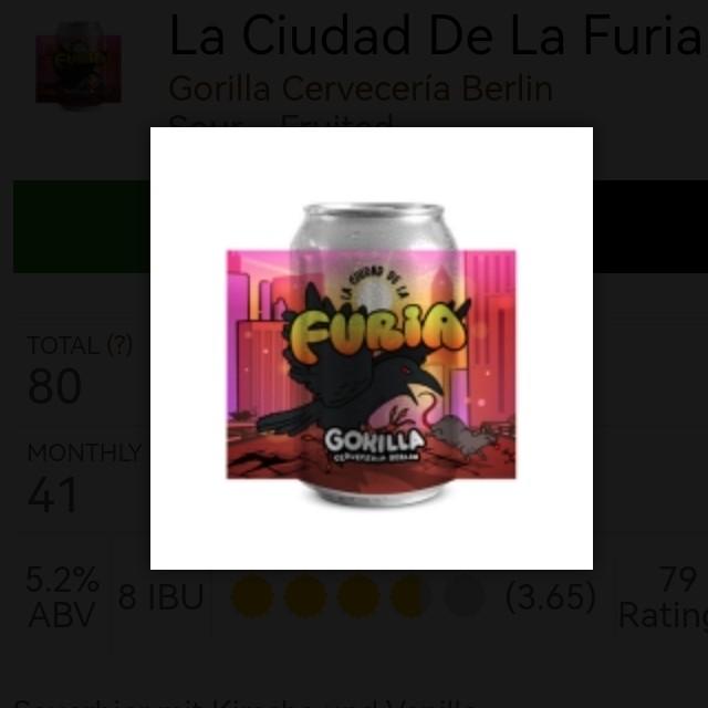 La Ciudad de la Furia 5.2%, Gorilla Cerveceria Berlin, Germany
