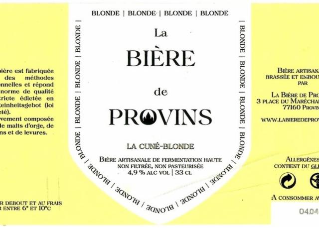 La Cuné-Blonde 4.9%, La Bière De Provins, France