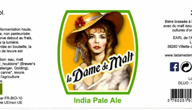 La Dame De Malt IPA 6.2%, La Dame De Malt, France