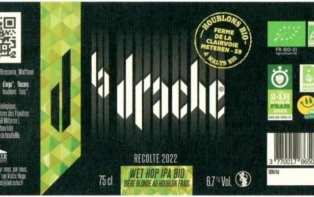 La Drache Wet Hop IPA bio (Récolte 2022) 6.7%, Brasserie Wattbeer (La Drache), France