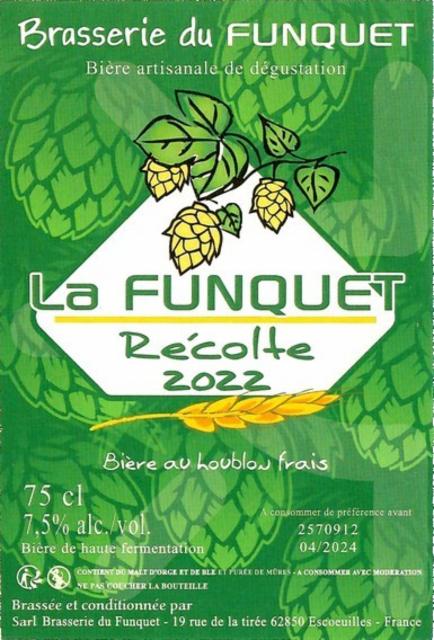 La Funquet Récolte 2022 7.5%, Brasserie Du Funquet, France