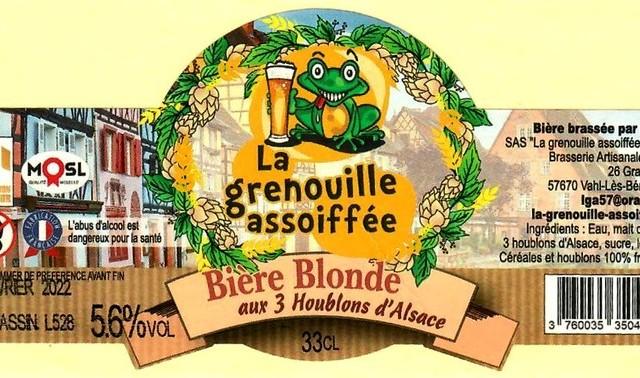 La Grenouille Assoiffée Blonde Aux 3 Houblons D'Alsace 5.6%, La Grenouille Assoiffée, France