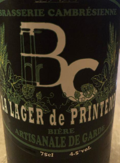 La Lager de Printemps 4.5%, Bière De Cambrai - Brasserie Malterie Cambrésienne, France