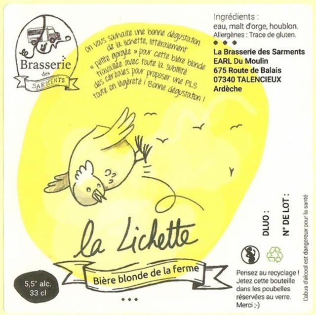 La Lichette 5.5%, Brasserie Des Sarments, France