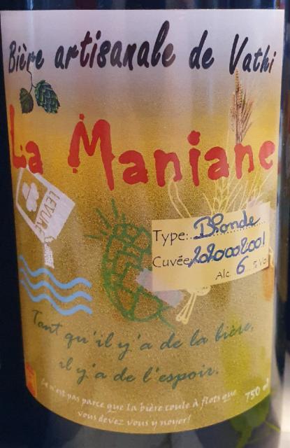 La Maniane Blonde 5.8%, Brasserie Maison - La Maniane (Vathiménil), France