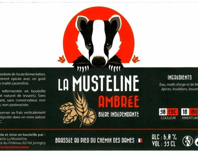 La Musteline Ambrée 5.6%, Brasserie Du Chemin Des Dames (La Musteline), France
