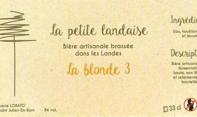La Petite Landaise Blonde 3 8.0%, Brasserie Lobato - La Petite Landaise, France