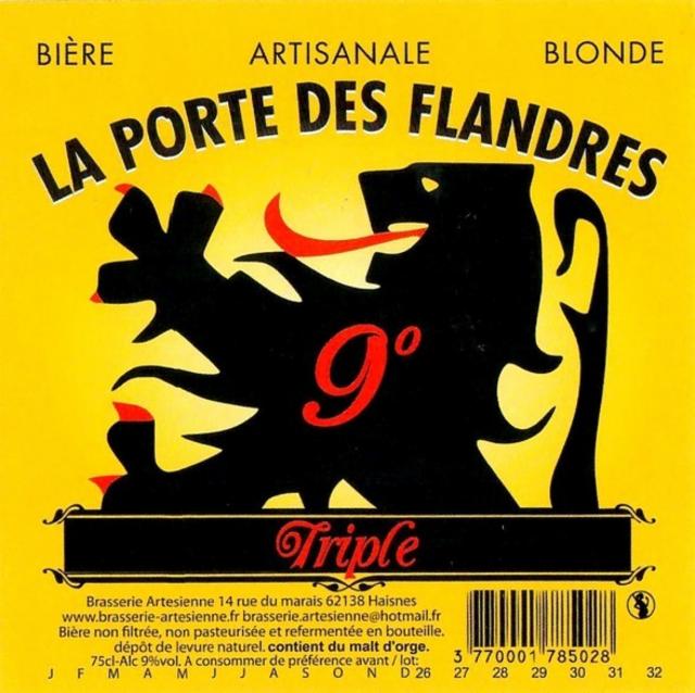 La Porte Des Flandres Triple 9 9.0%, Brasserie Artésienne, France