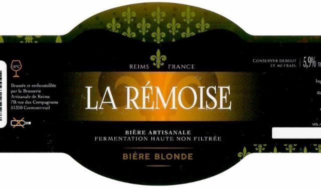La Rémoise Blonde 6.5%, Brasserie La Bouquine, France