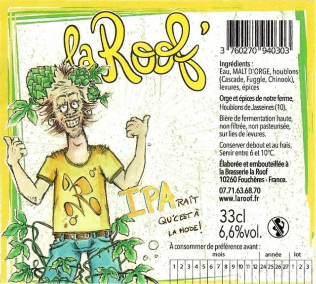 La Roof' IPA 6.6%, La Roof', France