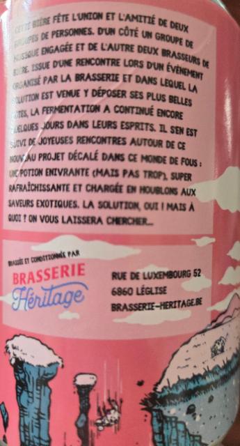la solution 4.7%, Brasserie Héritage, Belgium