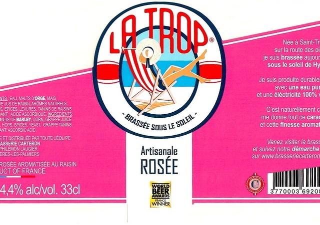 La Trop Rosée 4.4%, Brasserie Carteron (La Trop & La P'tite Brasserie De Provence) [Closed], France