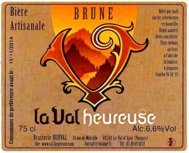 La Val Heureuse Brune 6.6%, Brasserie Burval - La Val Heureuse, France