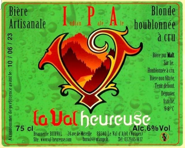 La Val Heureuse IPA 6.0%, Brasserie Burval - La Val Heureuse, France