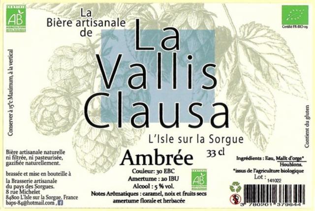 La Vallis Clausa Ambrée, La Brasserie Artisanale Du Pays Des Sorgues (La Vallis Clausa)
