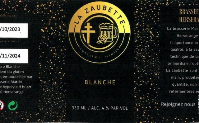 La Zaubette Blanche 4.5%, Brasserie Martin (La Zaubette), France