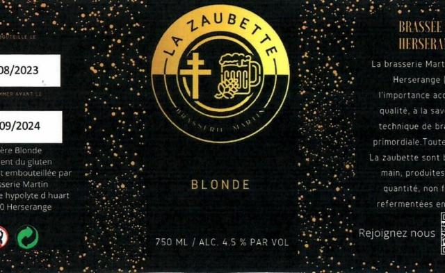 La Zaubette Blonde 6.1%, Brasserie Martin (La Zaubette), France