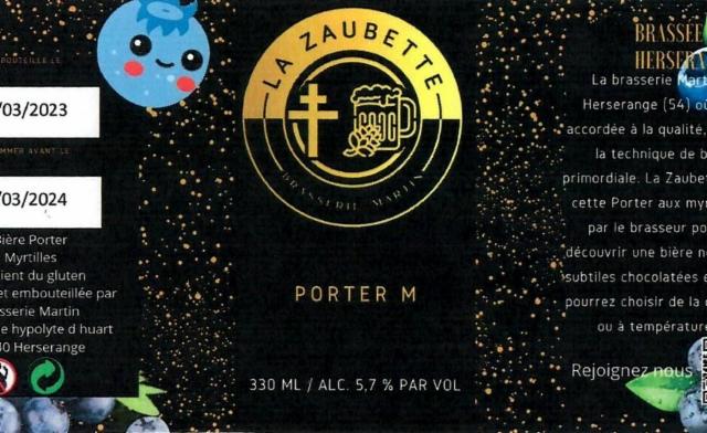 La Zaubette Porter M 5.4%, Brasserie Martin (La Zaubette), France