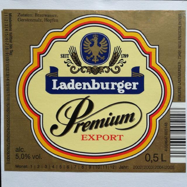 Ladenburger Premium Export 5.0%, Brauerei Ladenburger, Germany