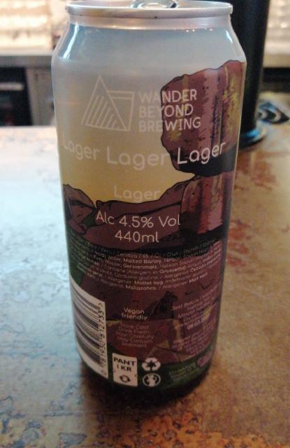 lager lager lager 4.5%, Wander Beyond Brewing, England