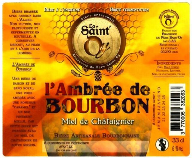 L'Ambrée De Bourbon 6.0%, Brasserie Du Père Saint'Oy, France