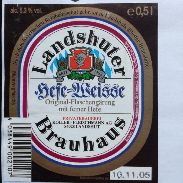 Landshuter Hefe Weisse 5.3%, Klosterbrauerei Furth, Germany