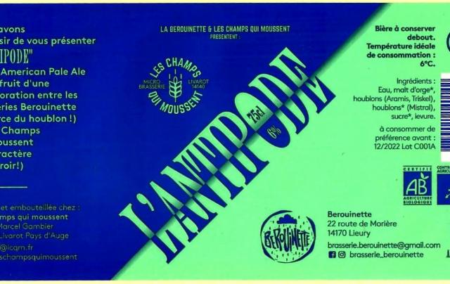 L'Antipode 6.0%, Les Champs Qui Moussent, France