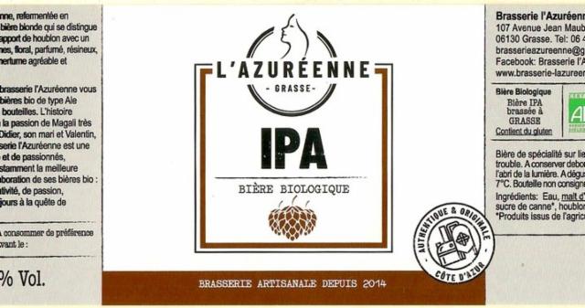 L'Azuréenne IPA Bio 4.8%, Brasserie L'Azuréenne, France