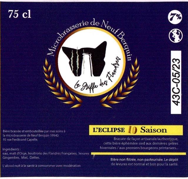 L'Éclipse 10 Saison, Microbrasserie De Neuf Berquin
