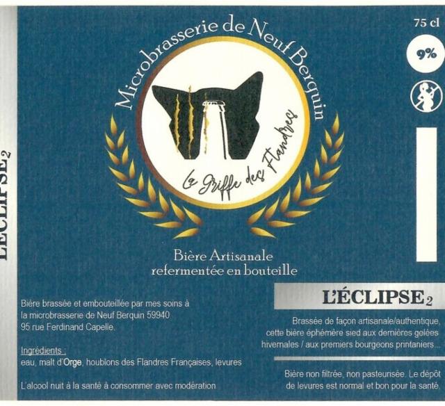 L'Éclipse 2 8.5%, Microbrasserie De Neuf Berquin, France