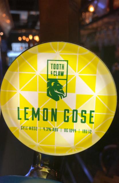 Lemon Gose 4.3%, Tooth & Claw Brewing, England