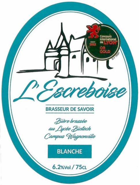 L'Escreboise Blanche 6.2%, Brasserie De Wagnonville - Lycée Agricole Biotech De Douai (L'Escreboise), France