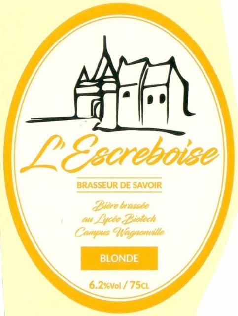 L'Escreboise Blonde 6.2%, Brasserie De Wagnonville - Lycée Agricole Biotech De Douai (L'Escreboise), France