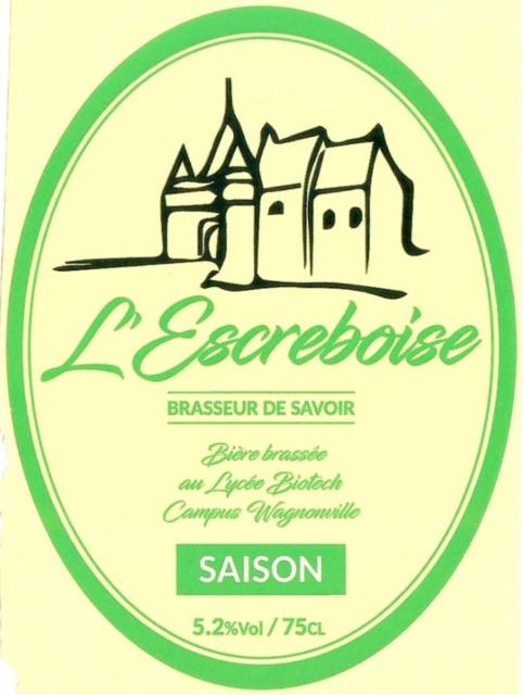 L'Escreboise Saison 5.2%, Brasserie De Wagnonville - Lycée Agricole Biotech De Douai (L'Escreboise), France