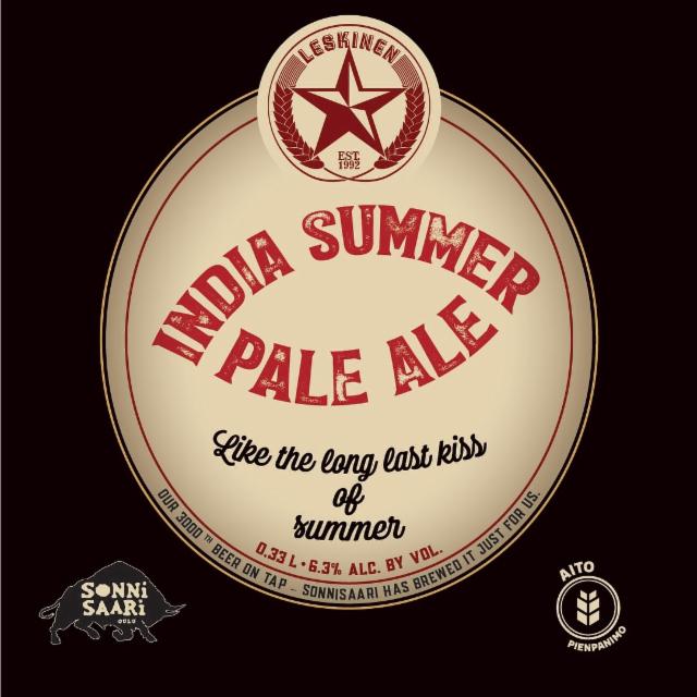 Leskinen India Summer Pale Ale 6.3%, Sonnisaari Panimo, Finland