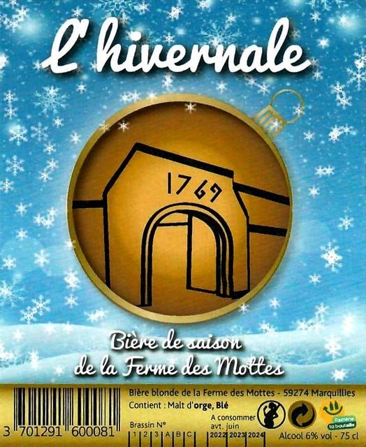 L'Hivernale De La Ferme Des Mottes 6.0%, Brasserie De La Ferme Des Mottes, France