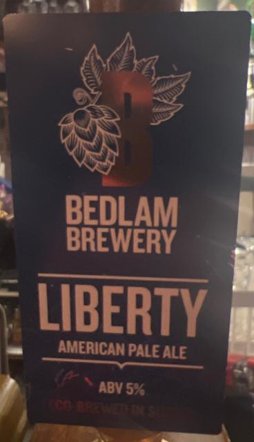 Liberty American pale ale 5.0%, Bedlam Brewery, England