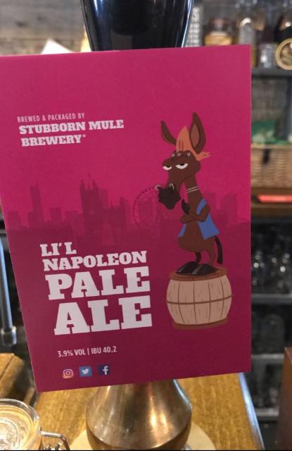 Li'l Napoleon Pale Ale 3.9%, Stubborn Mule Brewery, England