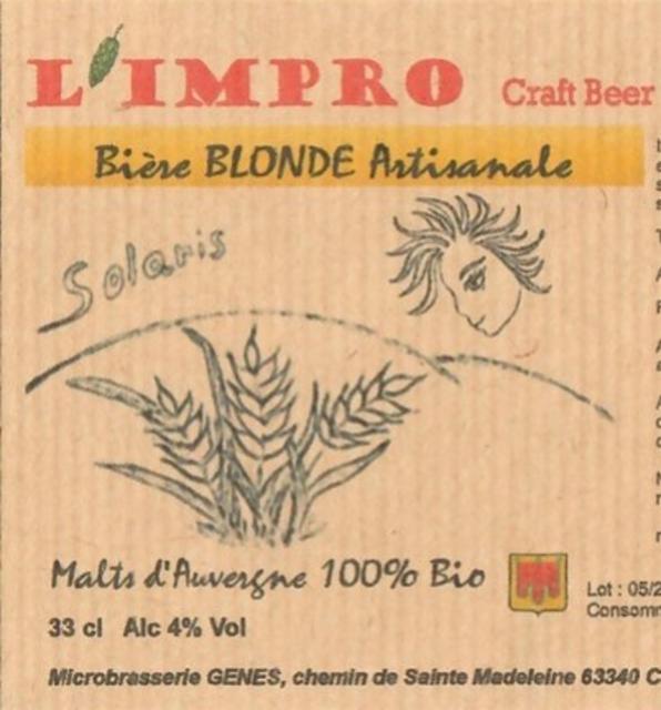 L'Impro Blonde 4.0%, Microbrasserie L'Impro, France