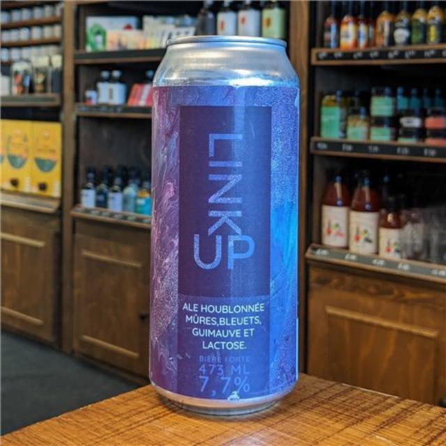 LINK UP Ale houblonnée mûres, bleuets, guimauve et lactose 7.7%, BG Brasserie Urbaine, Canada
