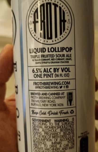 liquid lollipop: black currant, red currant, grape, maple syrup, graham cracker 6.5%, Fourscore beer co, United States